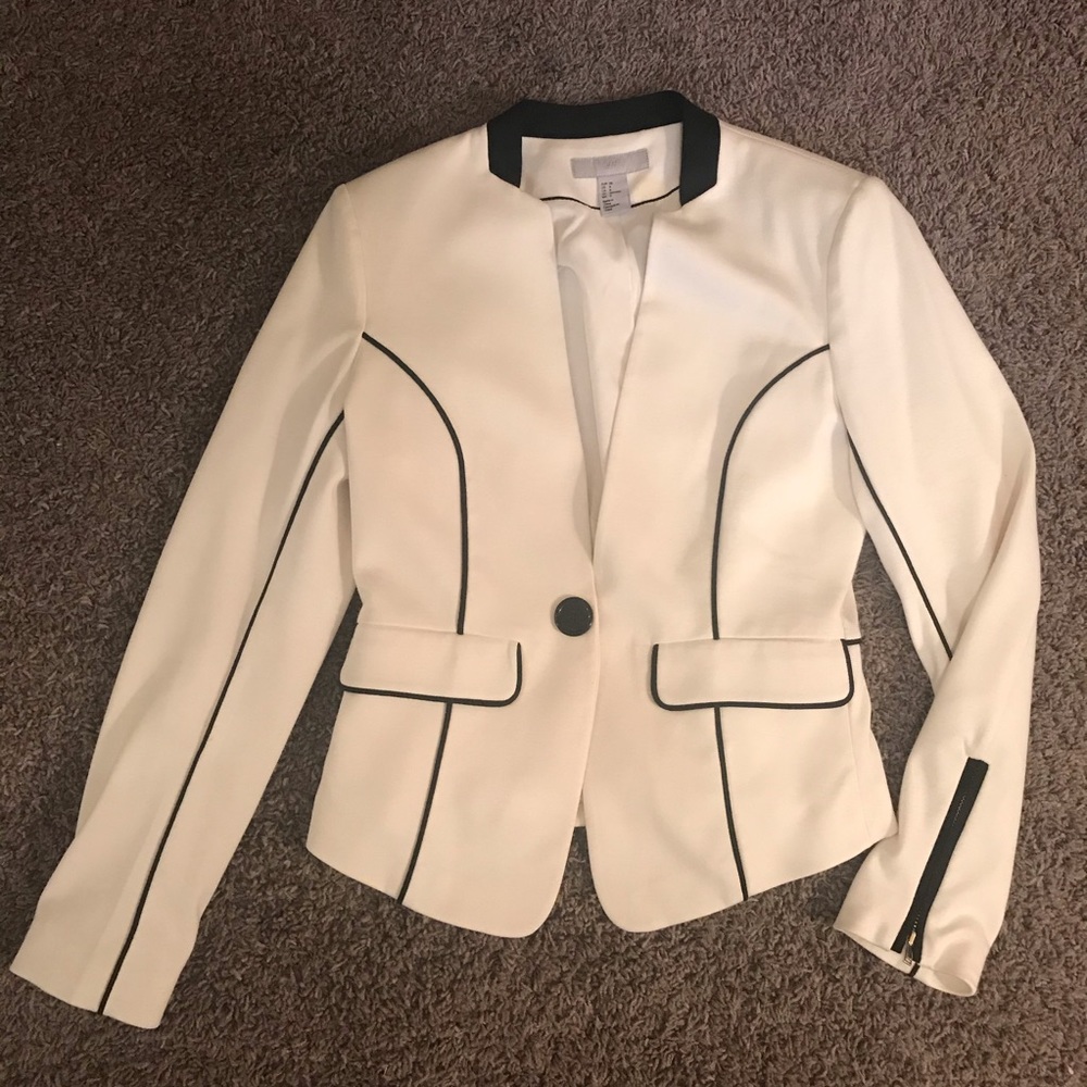 White with black lining blazer